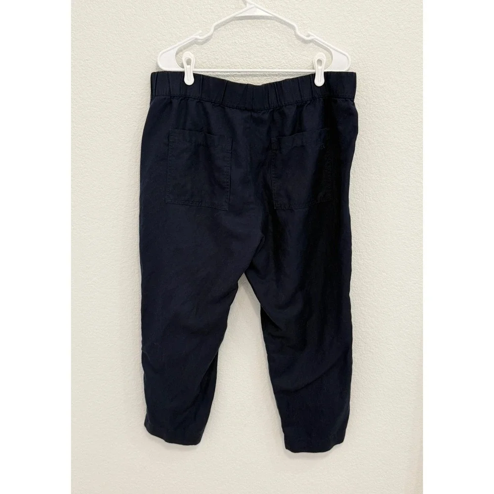 Banana Republic Navy Blue Linen Blend Elastic Waist Utility Pants Size XL